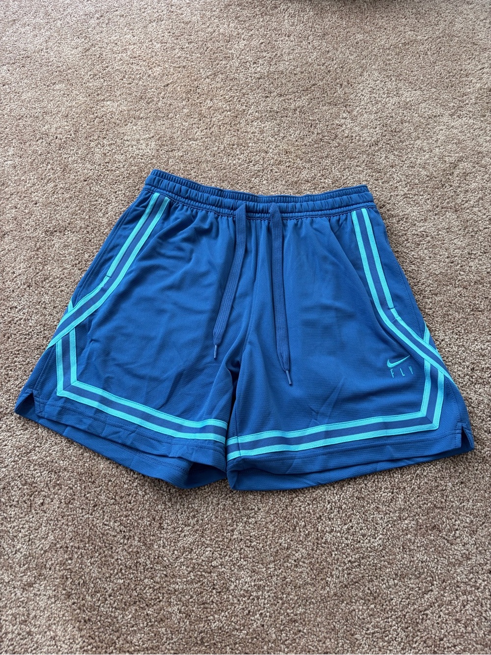 Nike Women’s iSoFly Blue Athletic Shorts with Teal Accent
